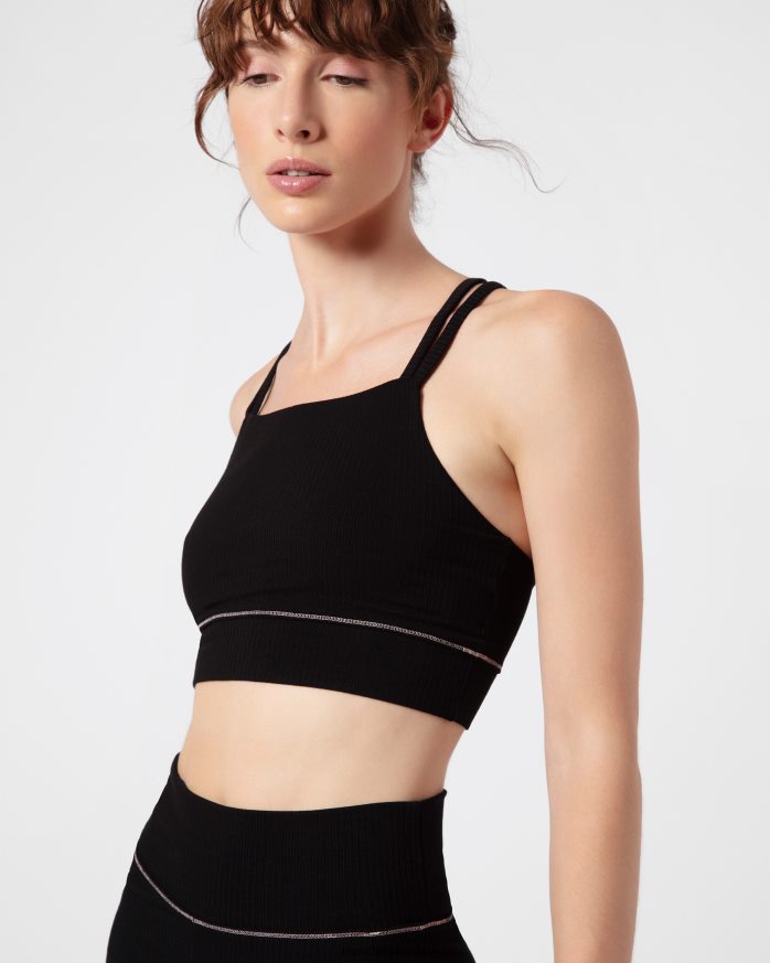 Ribbed Bra With Thin Straps Black Clothing Repetto 48HPNT302 Women