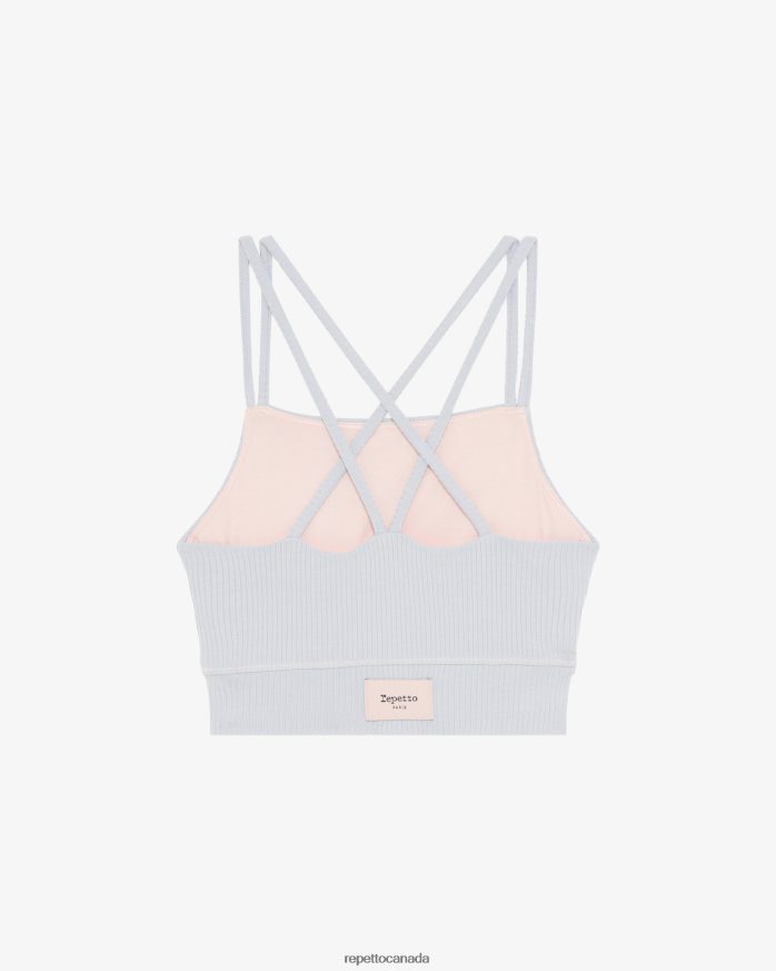 Ribbed Bra With Thin Straps Pearl Grey Clothing Repetto 48HPNT305 Women