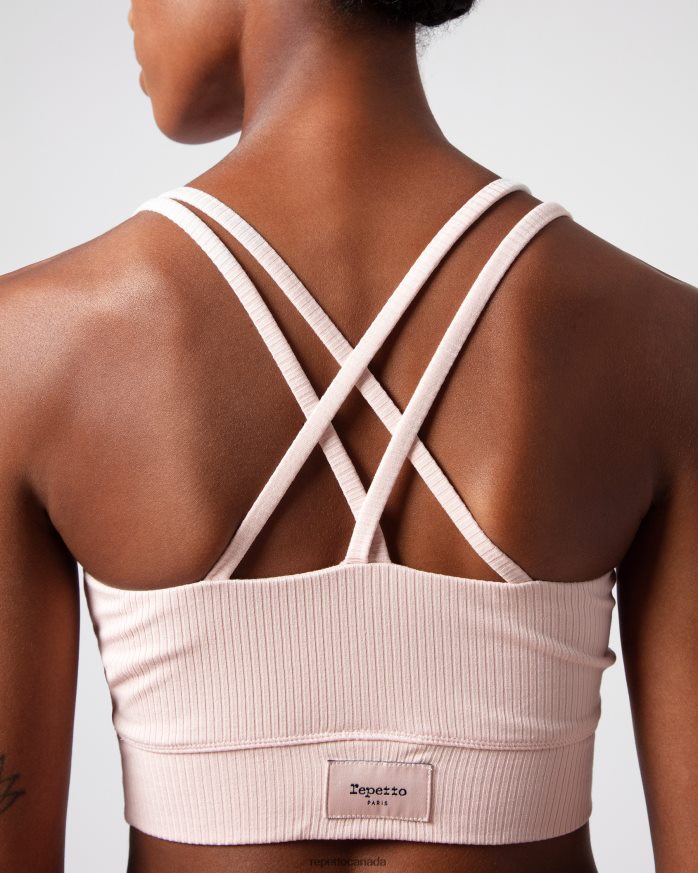 Ribbed Bra With Thin Straps Petal Pink Clothing Repetto 48HPNT304 Women