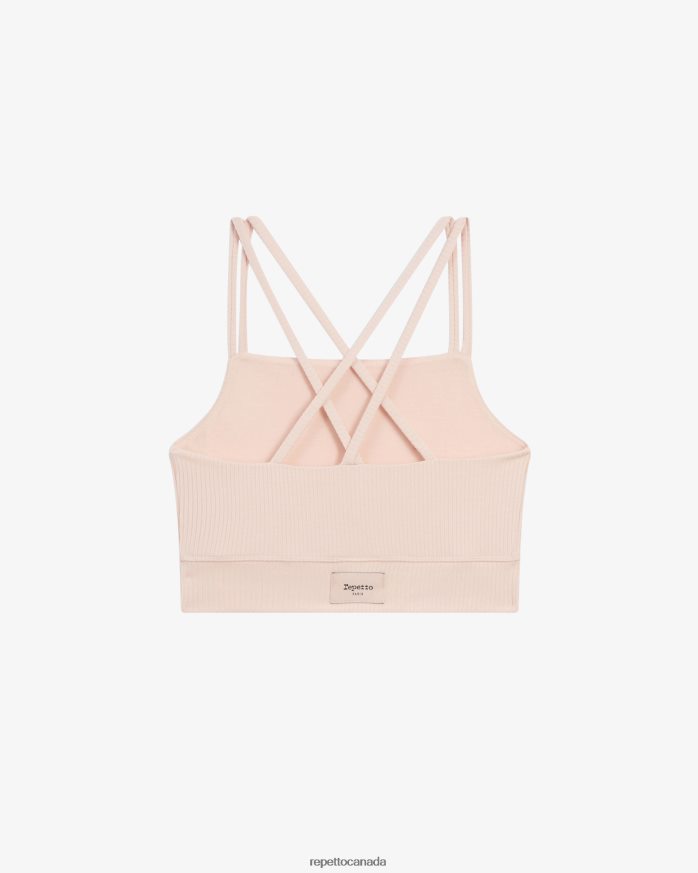 Ribbed Bra With Thin Straps Petal Pink Clothing Repetto 48HPNT304 Women