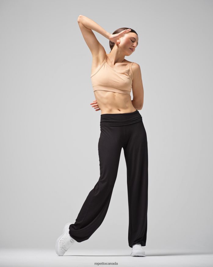 Viscose Jazz Pants With Fold Over Waistband Black Clothing Repetto 48HPNT373 Women