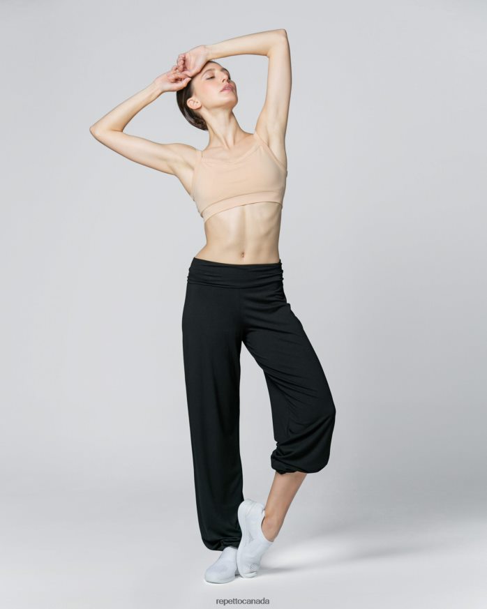 Viscose Jazz Pants With Fold Over Waistband Black Clothing Repetto 48HPNT373 Women