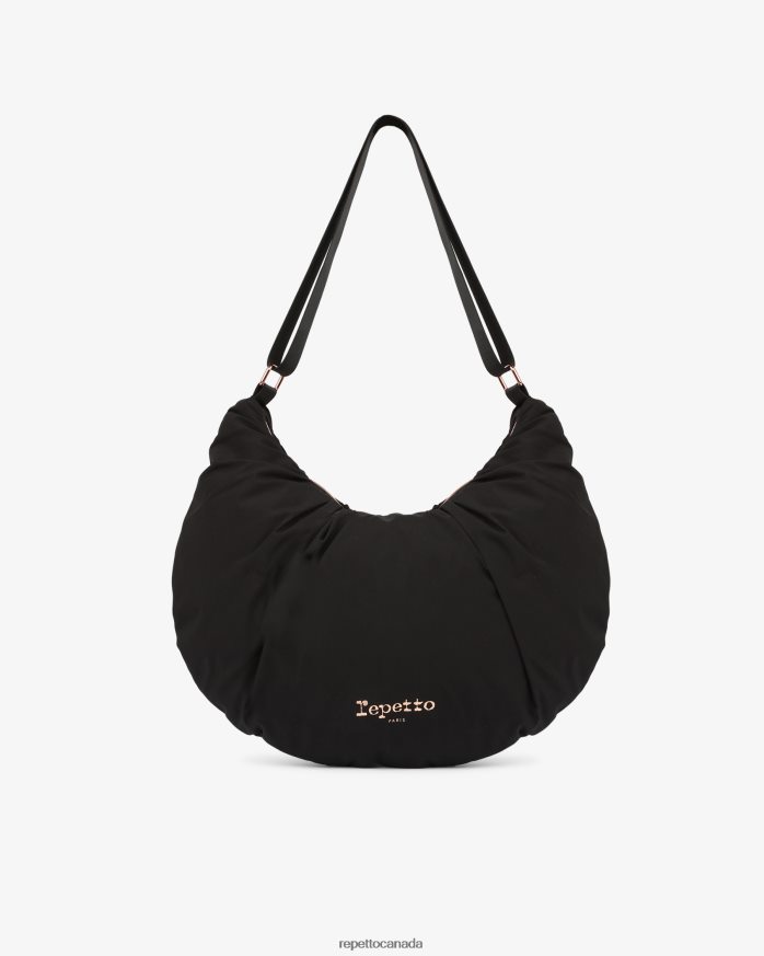 Lune Padded Nylon Half-Moon Bag Black Accessories Repetto 48HPNT427 Women