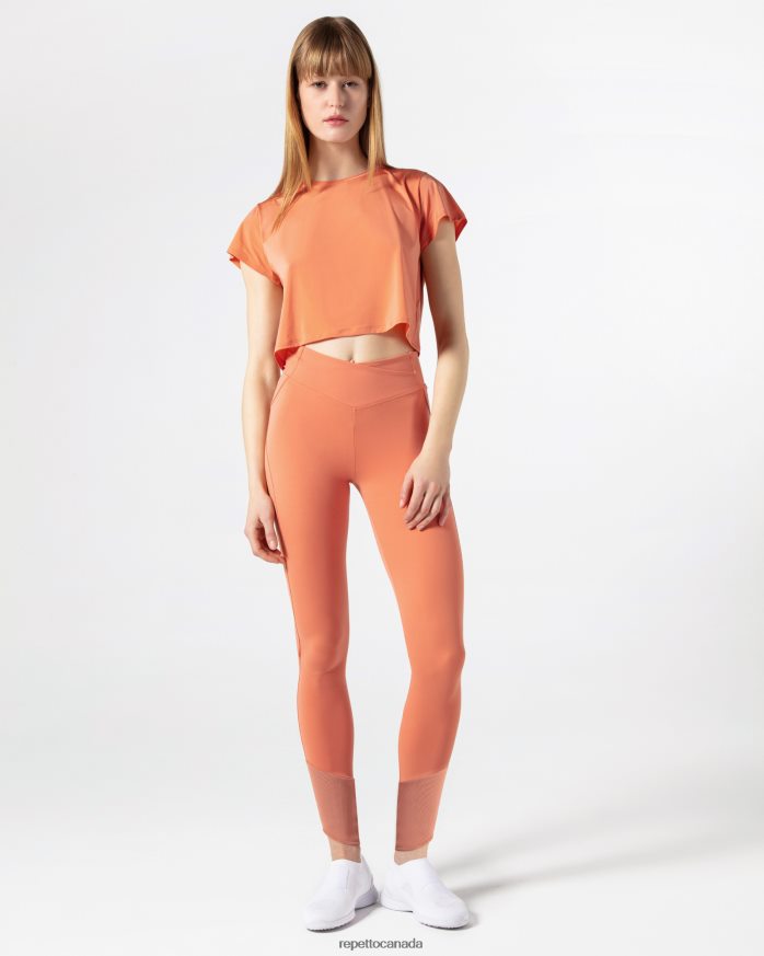 Active Silk Crop Top Bronze Orange Clothing Repetto 48HPNT330 Women