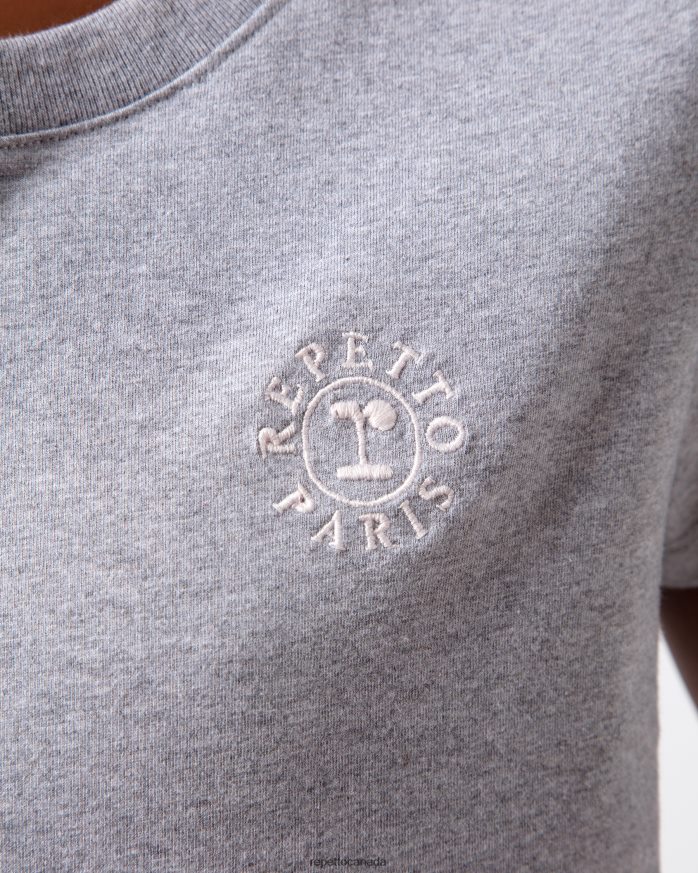 R Logo T-Shirt Mottled Light Grey Clothing Repetto 48HPNT316 Women