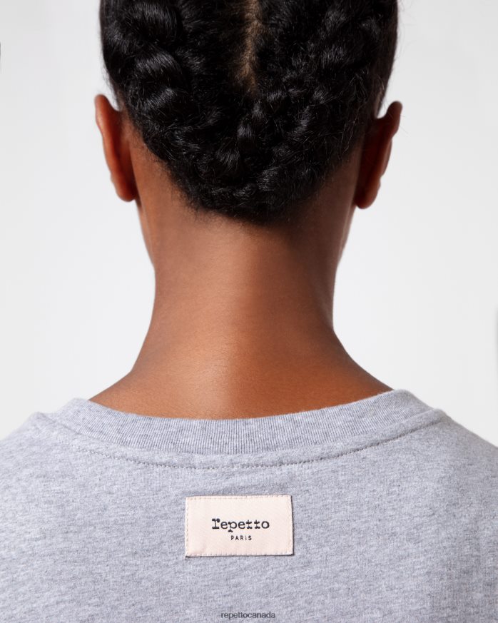 R Logo T-Shirt Mottled Light Grey Clothing Repetto 48HPNT316 Women