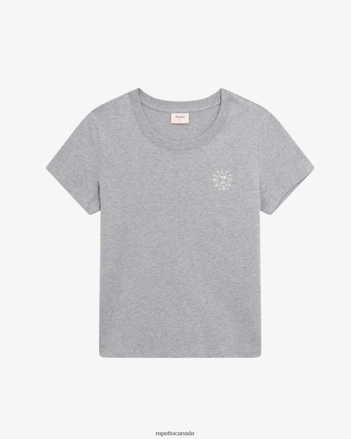R Logo T-Shirt Mottled Light Grey Clothing Repetto 48HPNT316 Women