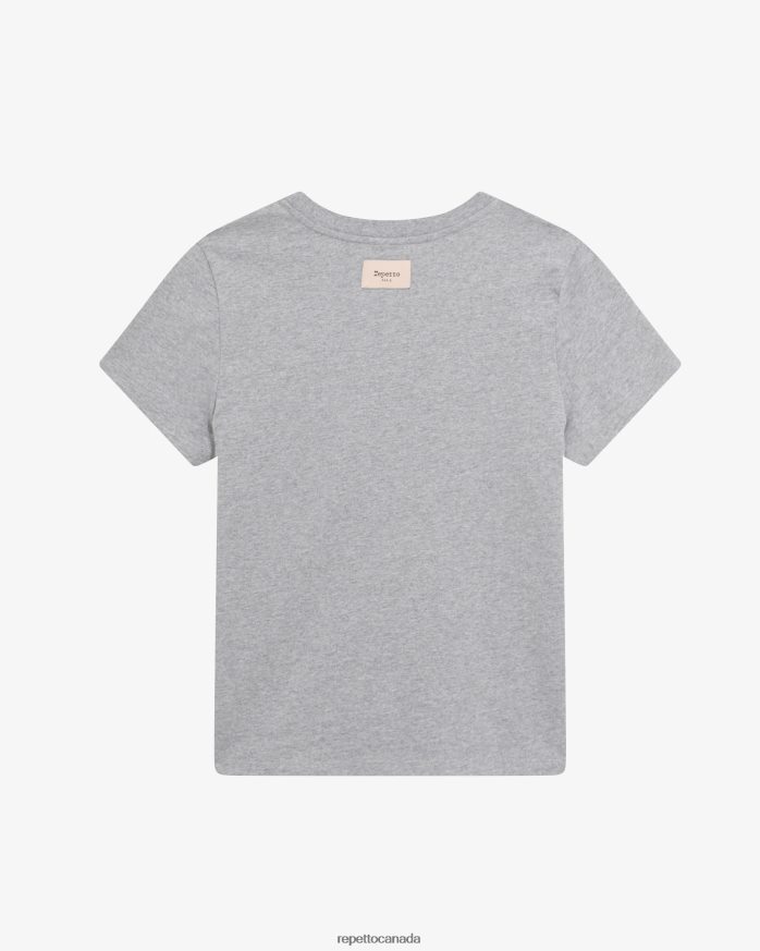 R Logo T-Shirt Mottled Light Grey Clothing Repetto 48HPNT316 Women