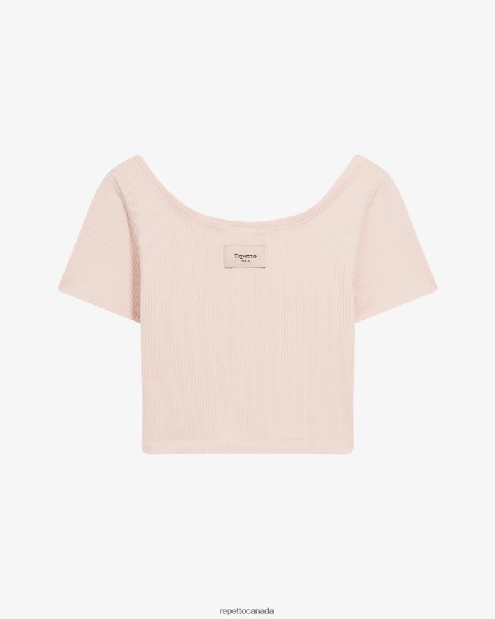 Ribbed Short Top Petal Pink Clothing Repetto 48HPNT328 Women