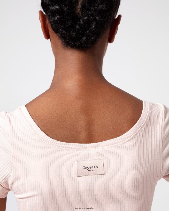 Ribbed Short Top Petal Pink Clothing Repetto 48HPNT328 Women