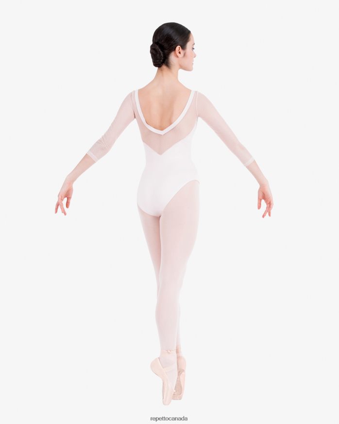 3/4 Sleeves Leotard With Lace Petal Pink Clothing Repetto 48HPNT441 Women