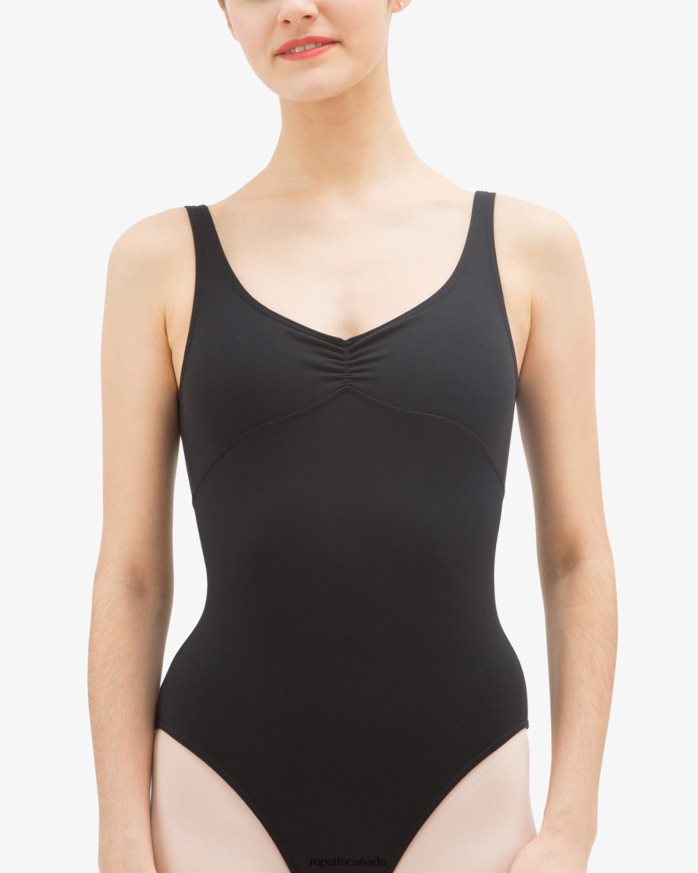 Gathered Front And Back Leotard Neckline Black Clothing Repetto 48HPNT475 Women