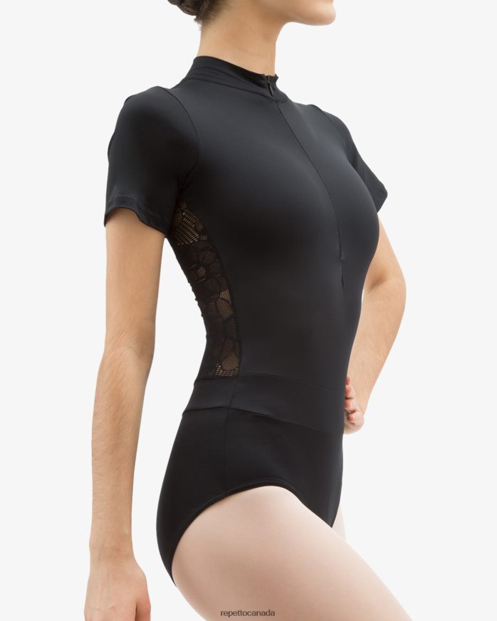 Officer Collar Leotard With Lace In The Back Black Clothing Repetto 48HPNT484 Women