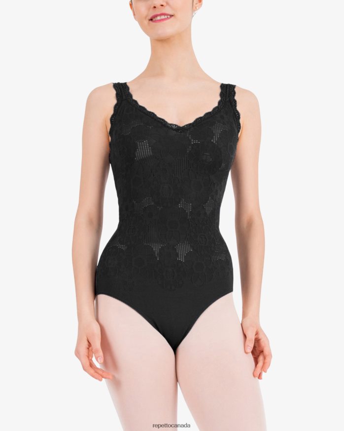 Thin Straps Lace Leotard Black Clothing Repetto 48HPNT476 Women