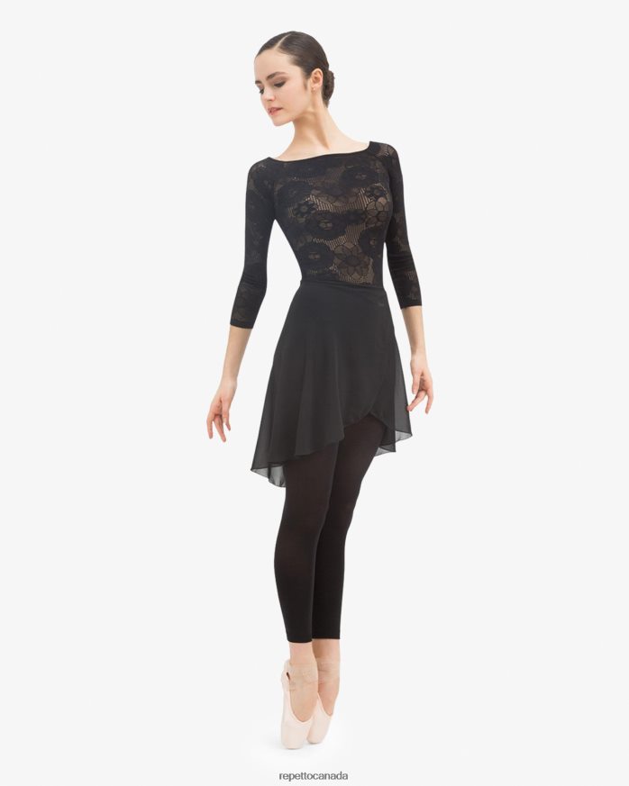 Long Sleeves Top In Rosette Lace Black Clothing Repetto 48HPNT555 Women