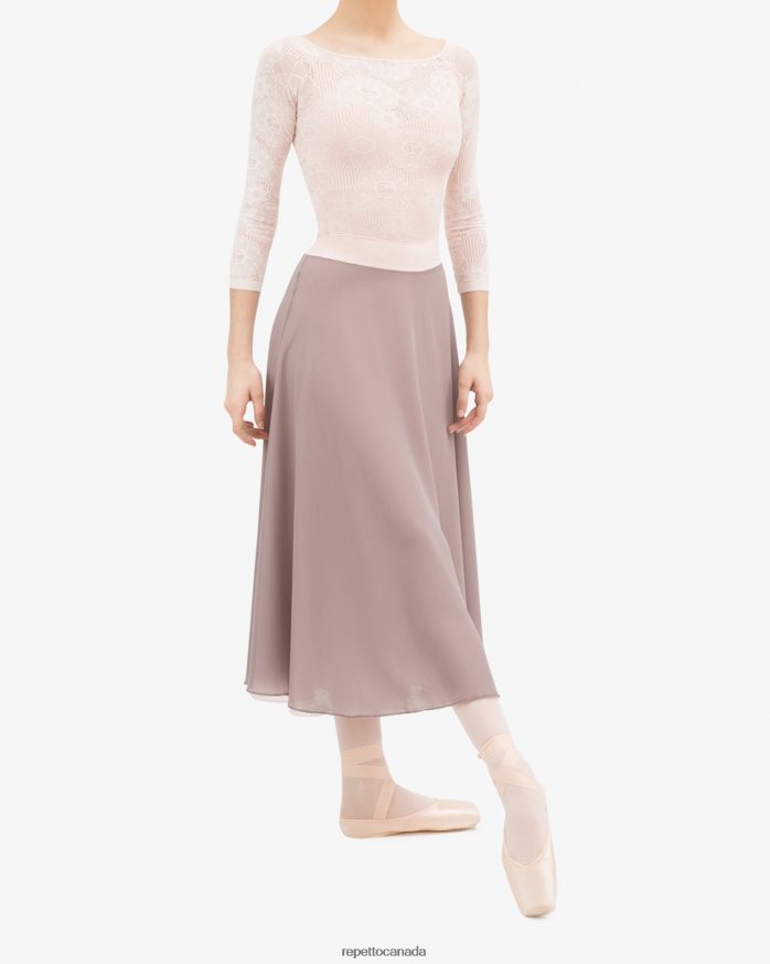 Long Sleeves Top In Rosette Lace Petal Pink Clothing Repetto 48HPNT547 Women