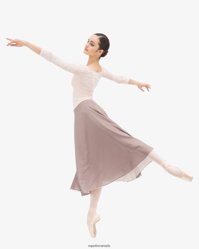 Long Sleeves Top In Rosette Lace Petal Pink Clothing Repetto 48HPNT547 Women