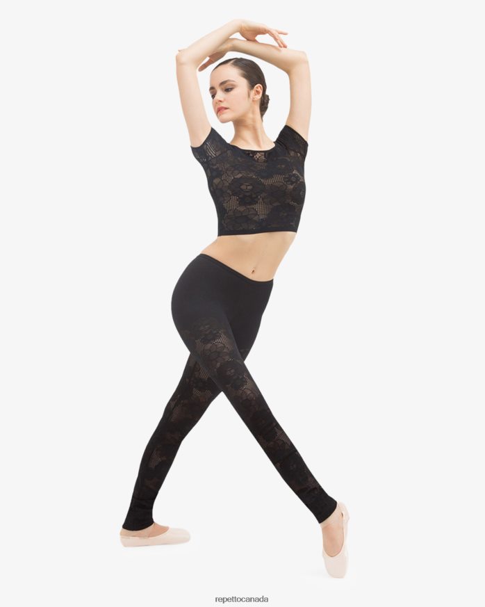 Short Top In Rosette Lace Black Clothing Repetto 48HPNT554 Women