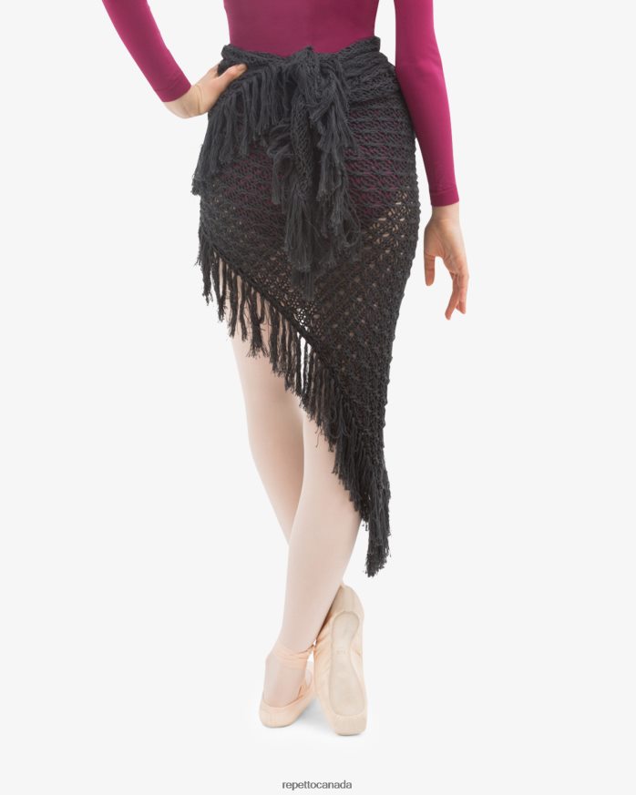 Knit Shawl With Fringes Anthracite Grey Clothing Repetto 48HPNT538 Women