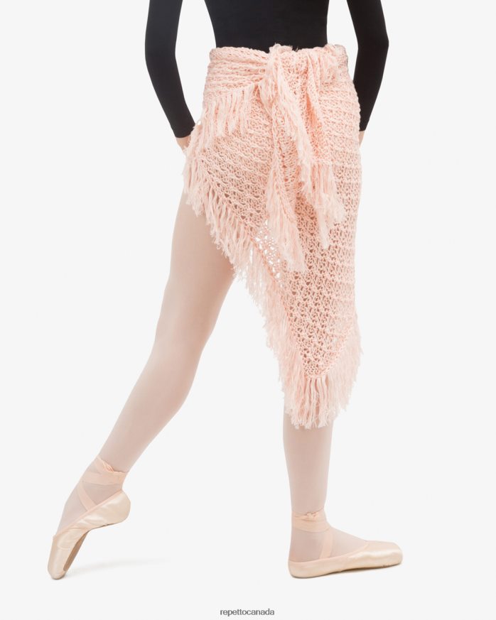 Knit Shawl With Fringes Petal Pink Clothing Repetto 48HPNT537 Women