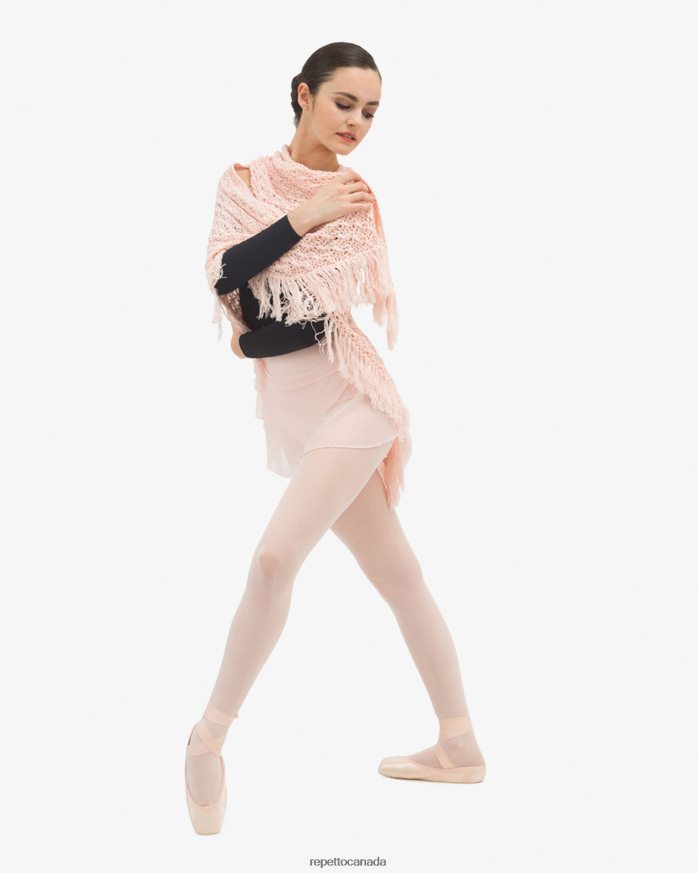Knit Shawl With Fringes Petal Pink Clothing Repetto 48HPNT537 Women
