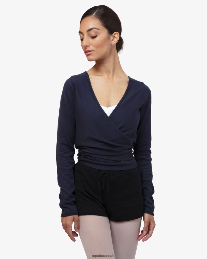 Knitted Wrap-Over Midnight Blue Clothing Repetto 48HPNT515 Women