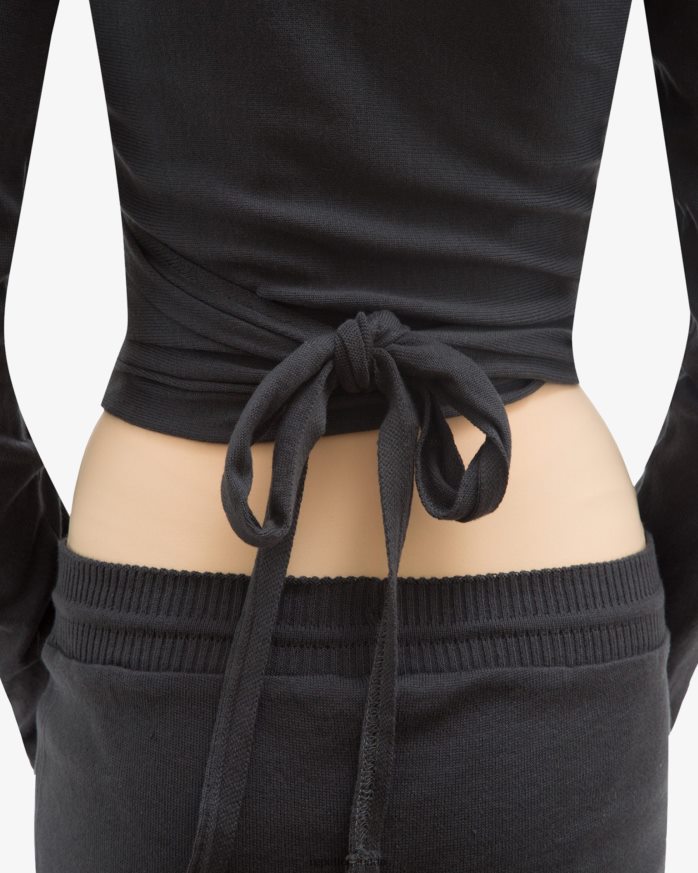 Long Sleeved Wrap-Over Anthracite Grey Clothing Repetto 48HPNT513 Women