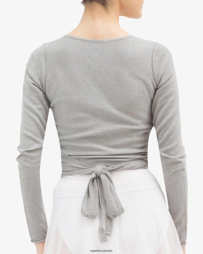 Long Sleeved Wrap-Over Mouse Grey Clothing Repetto 48HPNT512 Women