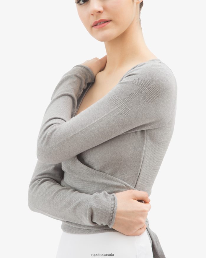 Long Sleeved Wrap-Over Mouse Grey Clothing Repetto 48HPNT512 Women