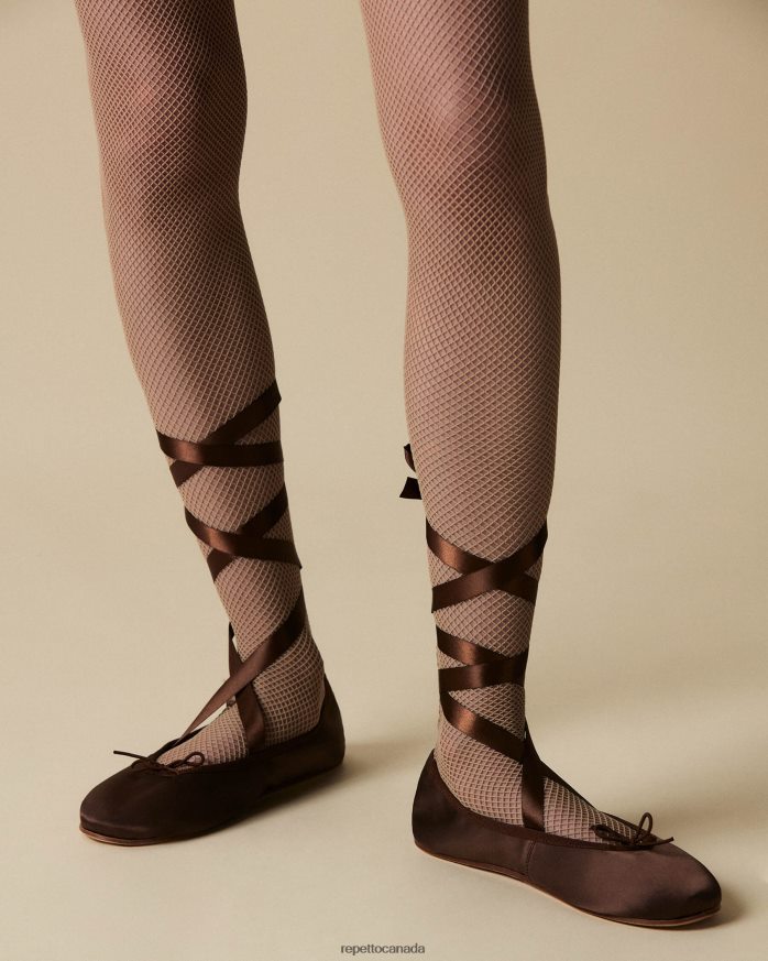 Sophia Ballerinas - Satin Mocha Brown Footwear Repetto 48HPNT32 Women
