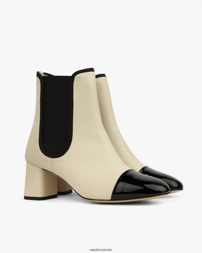 Melissa Ankle Boots Swan Beige And Black Footwear Repetto 48HPNT193 Women