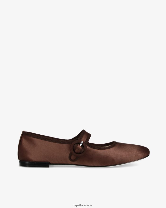 Georgia Mary Janes - Satin Mocha Brown Footwear Repetto 48HPNT150 Women