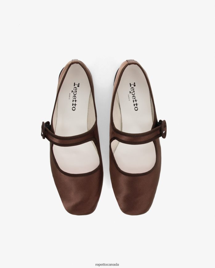 Georgia Mary Janes - Satin Mocha Brown Footwear Repetto 48HPNT150 Women