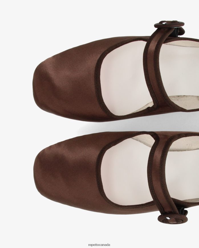 Georgia Mary Janes - Satin Mocha Brown Footwear Repetto 48HPNT150 Women