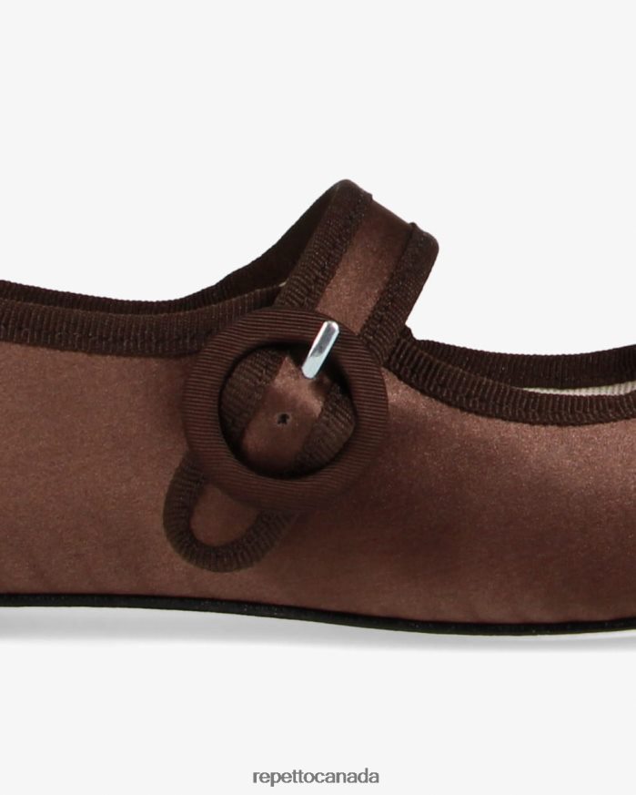Georgia Mary Janes - Satin Mocha Brown Footwear Repetto 48HPNT150 Women