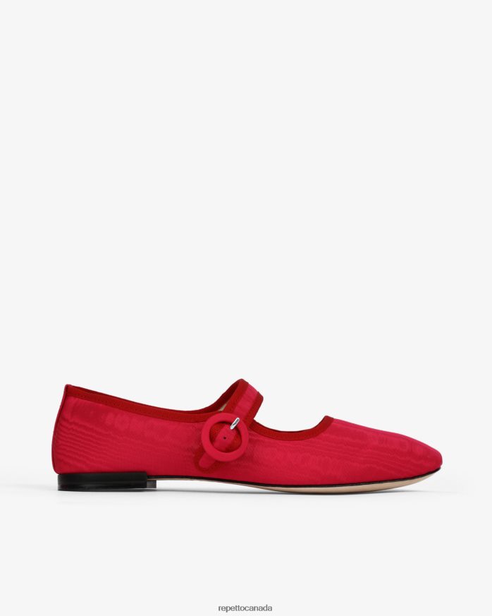 Georgia Mary Janes - Satin Raspberry Pink And Flammy Red Footwear Repetto 48HPNT167 Women