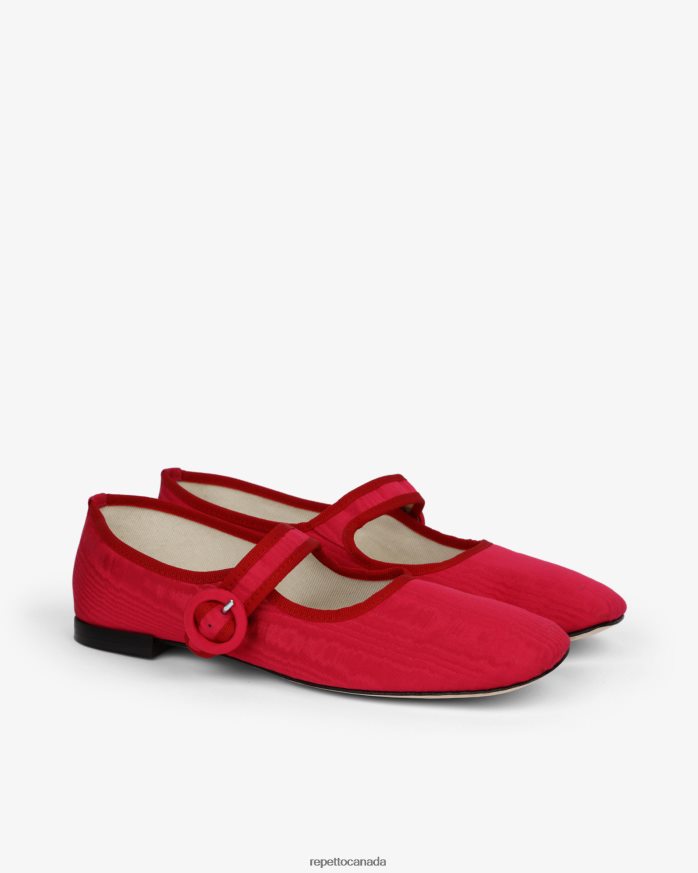 Georgia Mary Janes - Satin Raspberry Pink And Flammy Red Footwear Repetto 48HPNT167 Women