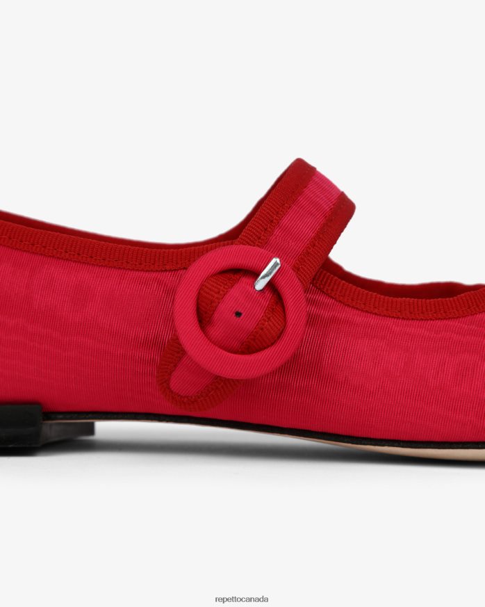 Georgia Mary Janes - Satin Raspberry Pink And Flammy Red Footwear Repetto 48HPNT167 Women