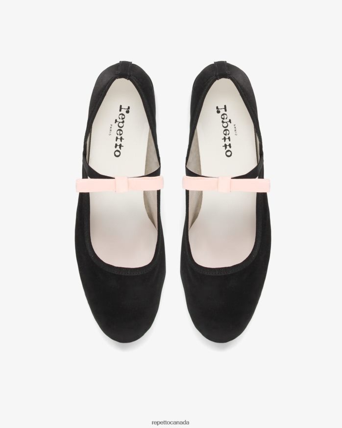 Guillemette Mary Janes - Satin Black And Iconic Pink Footwear Repetto 48HPNT152 Women