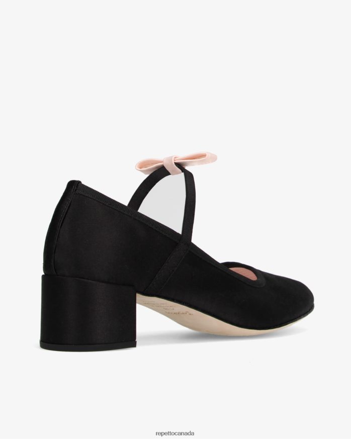 Guillemette Mary Janes - Satin Black And Iconic Pink Footwear Repetto 48HPNT152 Women