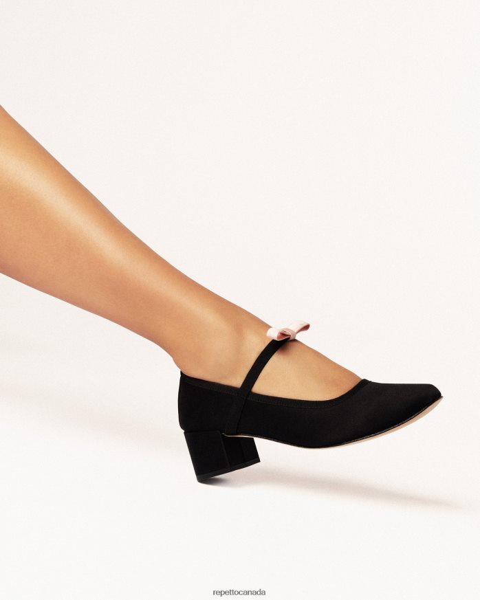 Guillemette Mary Janes - Satin Black And Iconic Pink Footwear Repetto 48HPNT152 Women