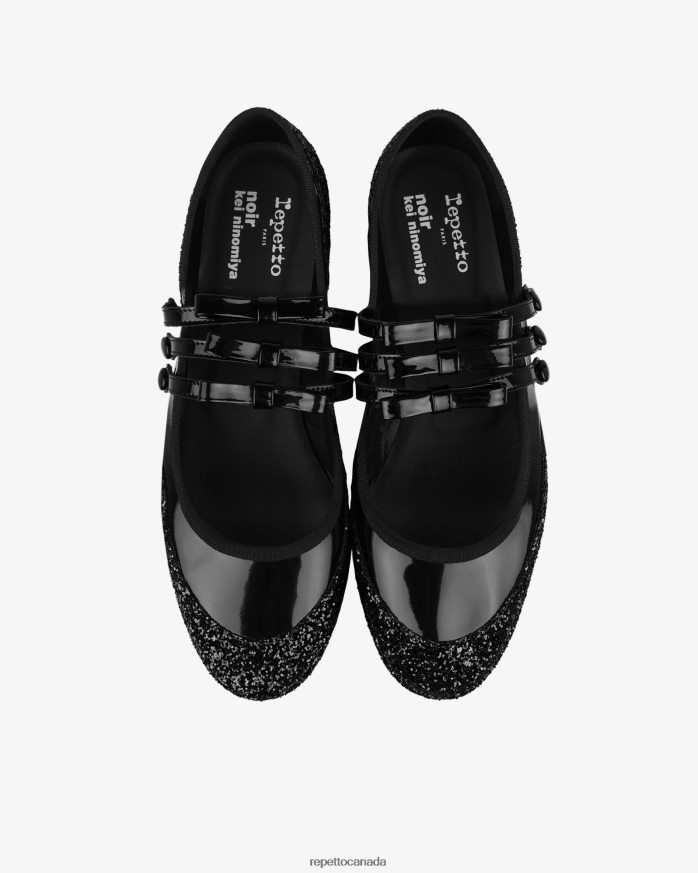X Noir Kei Ninomiya - Glitter Platform Mary Janes Black Footwear Repetto 48HPNT160 Women