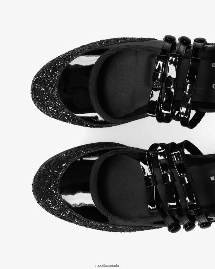 X Noir Kei Ninomiya - Glitter Platform Mary Janes Black Footwear Repetto 48HPNT160 Women