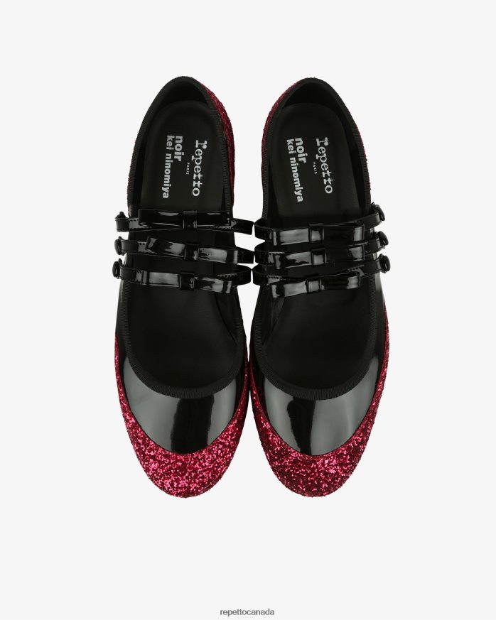 X Noir Kei Ninomiya - Glitter Platform Mary Janes Fuchsia Pink And Black Footwear Repetto 48HPNT159 Women