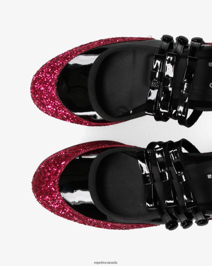 X Noir Kei Ninomiya - Glitter Platform Mary Janes Fuchsia Pink And Black Footwear Repetto 48HPNT159 Women