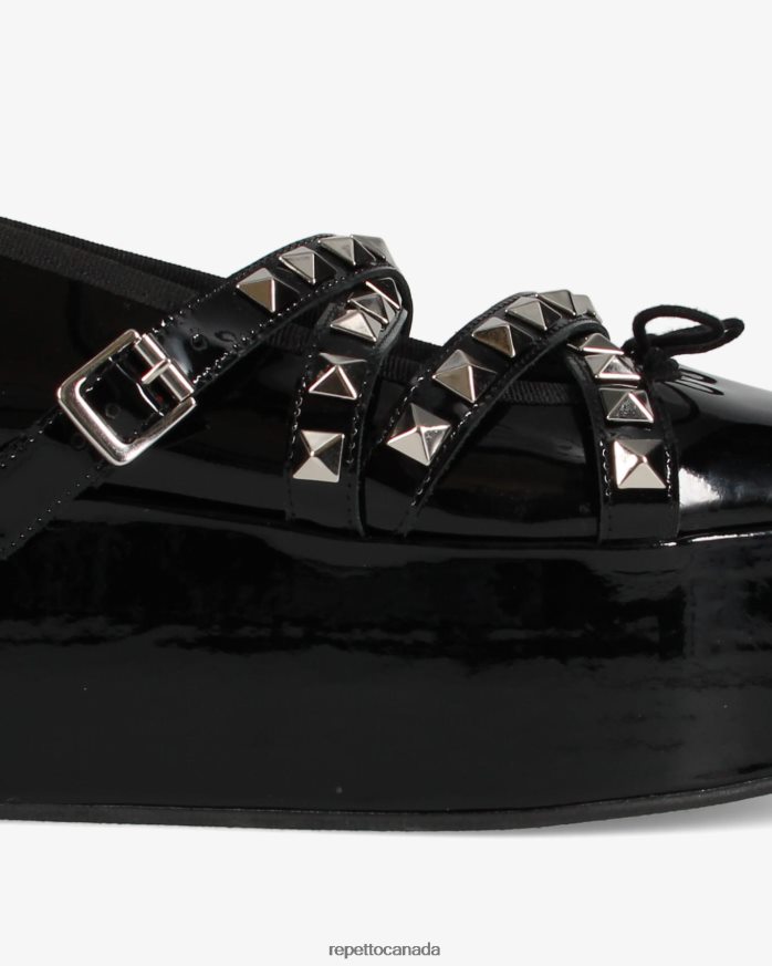 X Noir Kei Ninomiya - Platform Mary Janes With Studded Strap Black Footwear Repetto 48HPNT182 Women