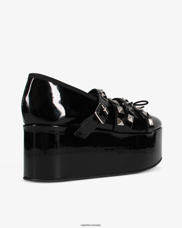 X Noir Kei Ninomiya - Platform Mary Janes With Studded Strap Black Footwear Repetto 48HPNT182 Women