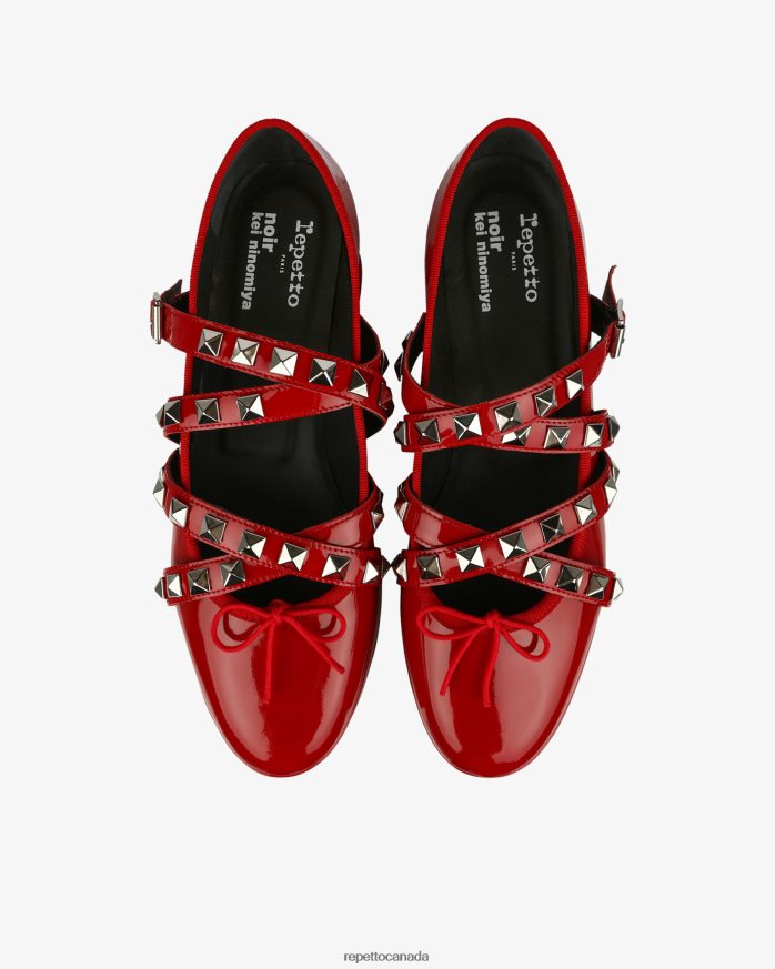 X Noir Kei Ninomiya - Platform Mary Janes With Studded Strap Flammy Red Footwear Repetto 48HPNT183 Women