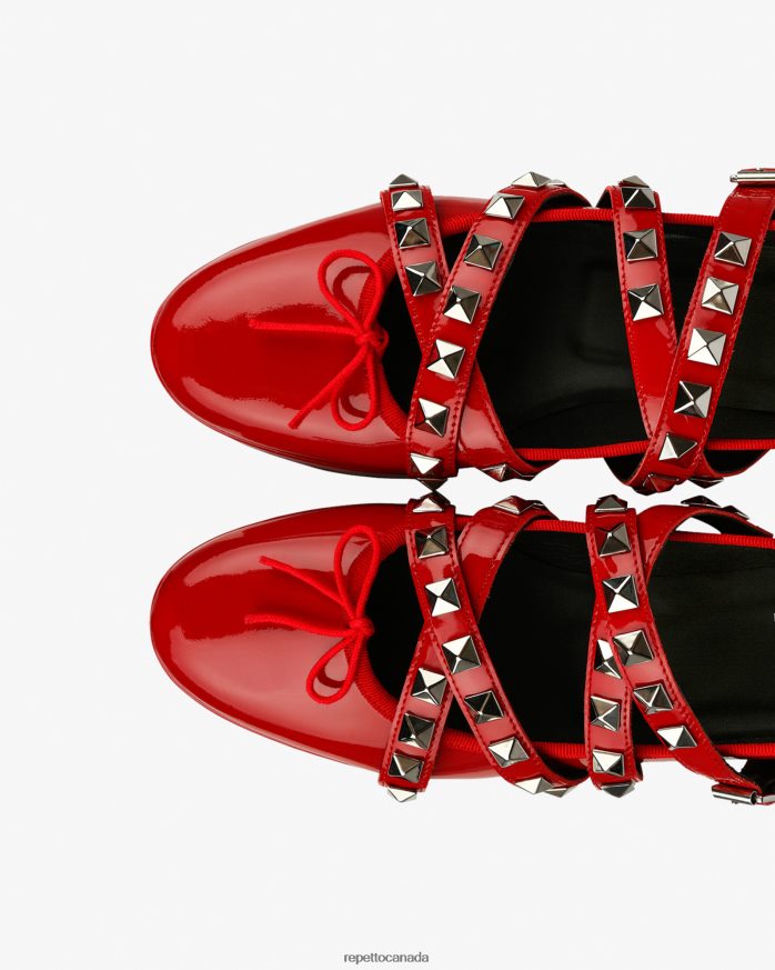 X Noir Kei Ninomiya - Platform Mary Janes With Studded Strap Flammy Red Footwear Repetto 48HPNT183 Women